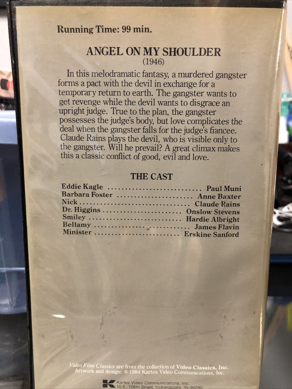 Vintage Angel on my Shoulder VHS, Anne Baxter 19462