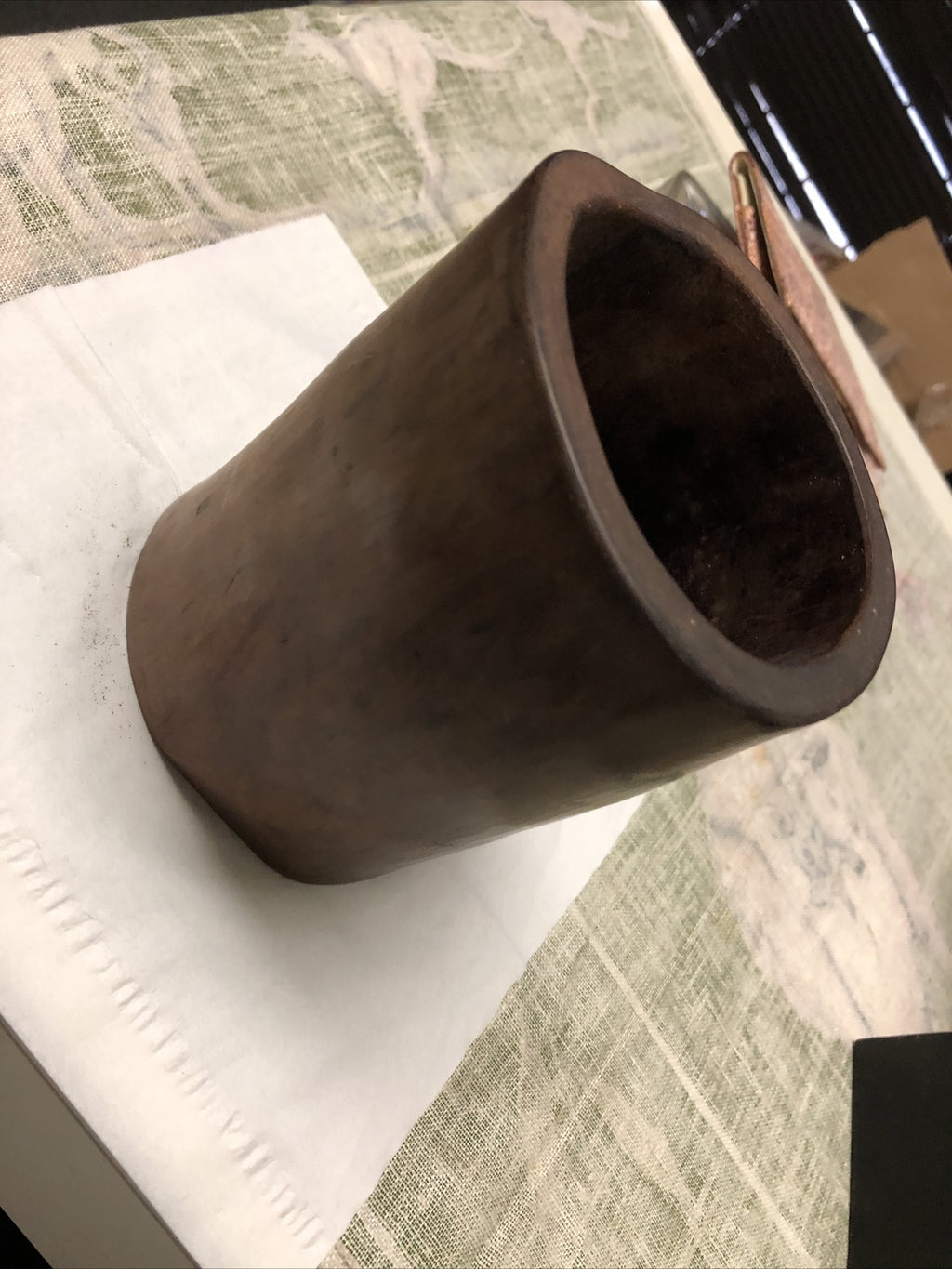 Vintage solid Wooden dice cup Candle Holder / Vase 5.5”x4”4