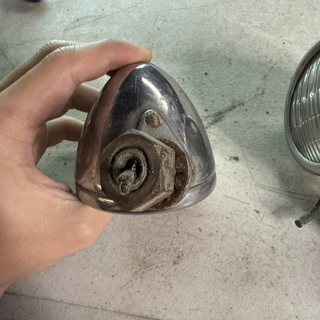 Small Chrome Fender Light 1930's Bolt On One Missing Lens5