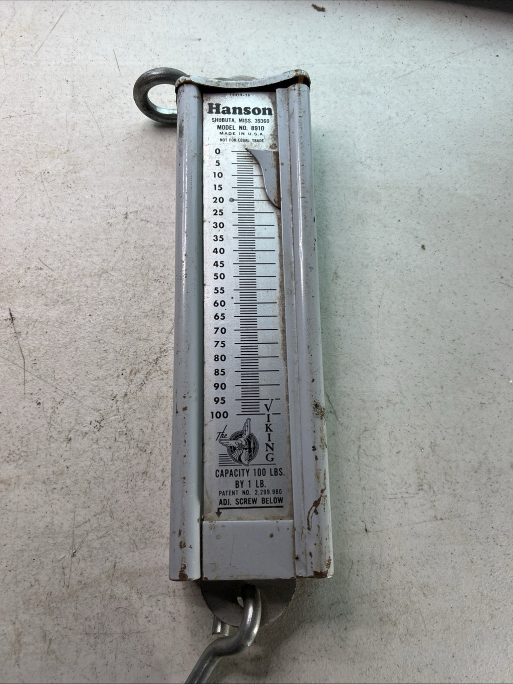 Vintage Hanson Hanging Scale – Model No. 8910 “The Viking” – 100 lb Capacity0