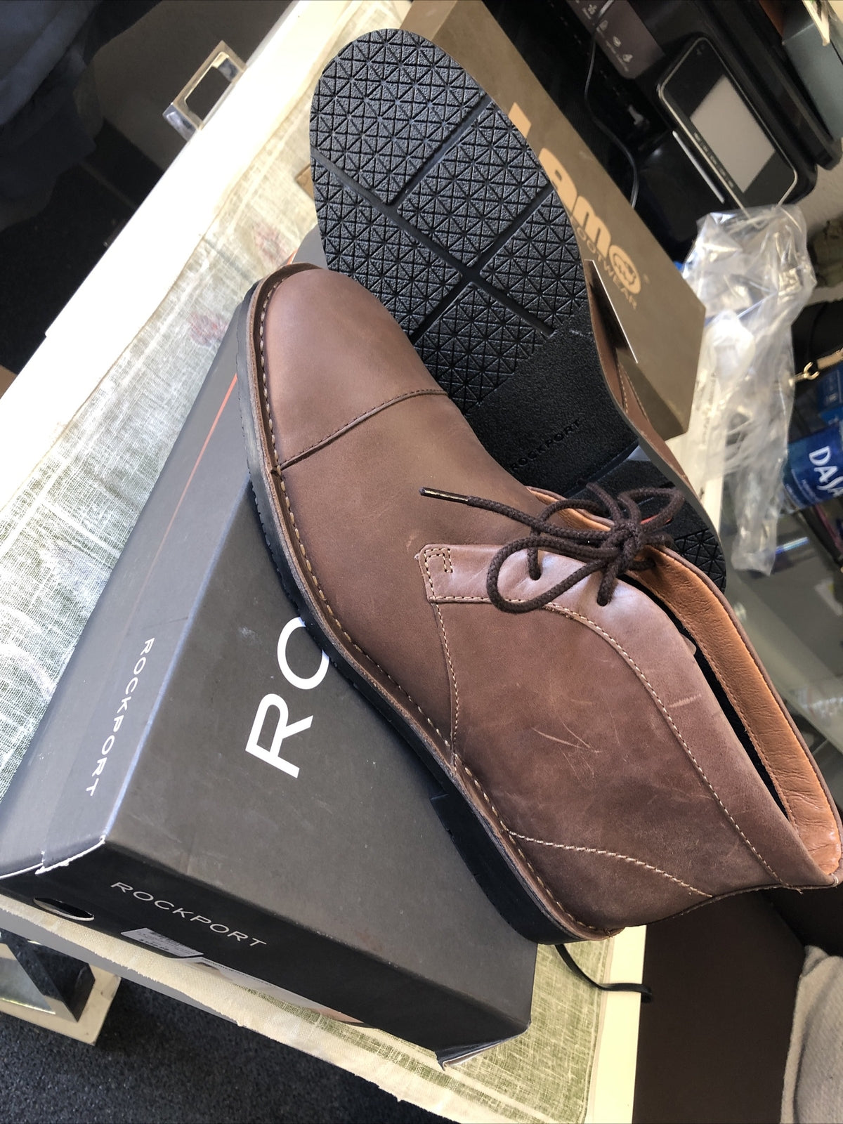 Rockport Trendworthy Brown Lace Up Boots Shoes Adiprene By Adidas Size 13M NOS0