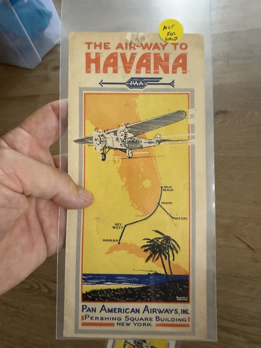 Original 1928 Pan American Airways timetable and route map brochure Lot Havana1
