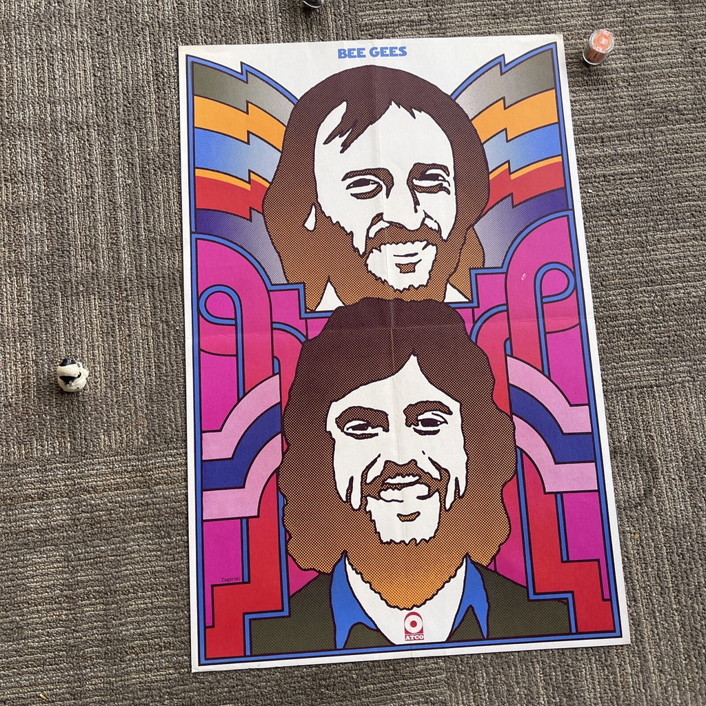 #157 1970s Bee Gees Record Store Promo Poster 19” X 29” Zagorski Psychedelic Art0