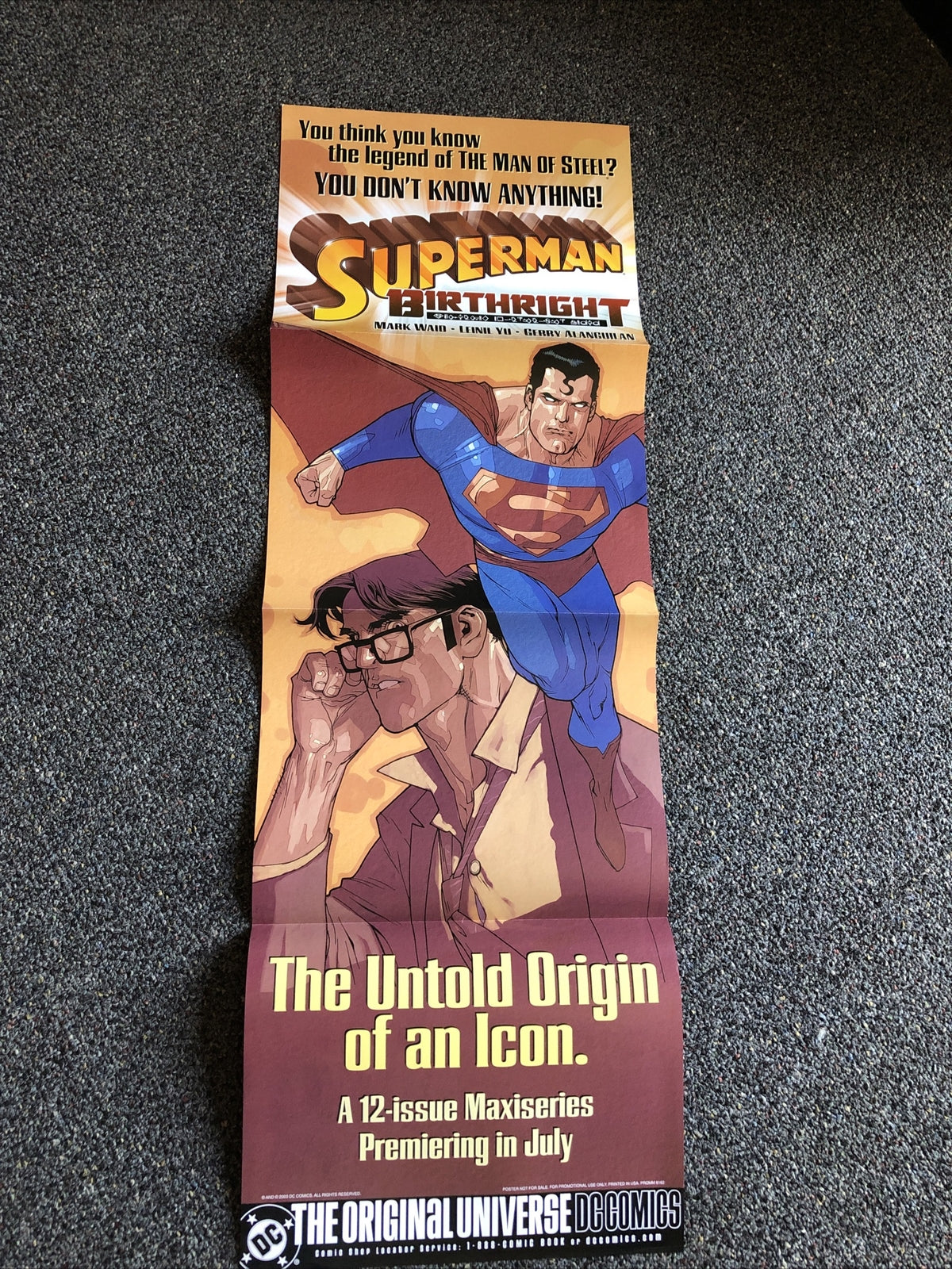 SUPERMAN BIRTHRIGHT Promo poster, 11x34, 20030