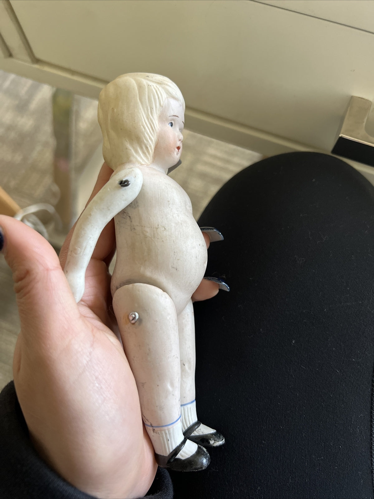 Vintage Antique All Bisque Toddler Doll Figure 6”7