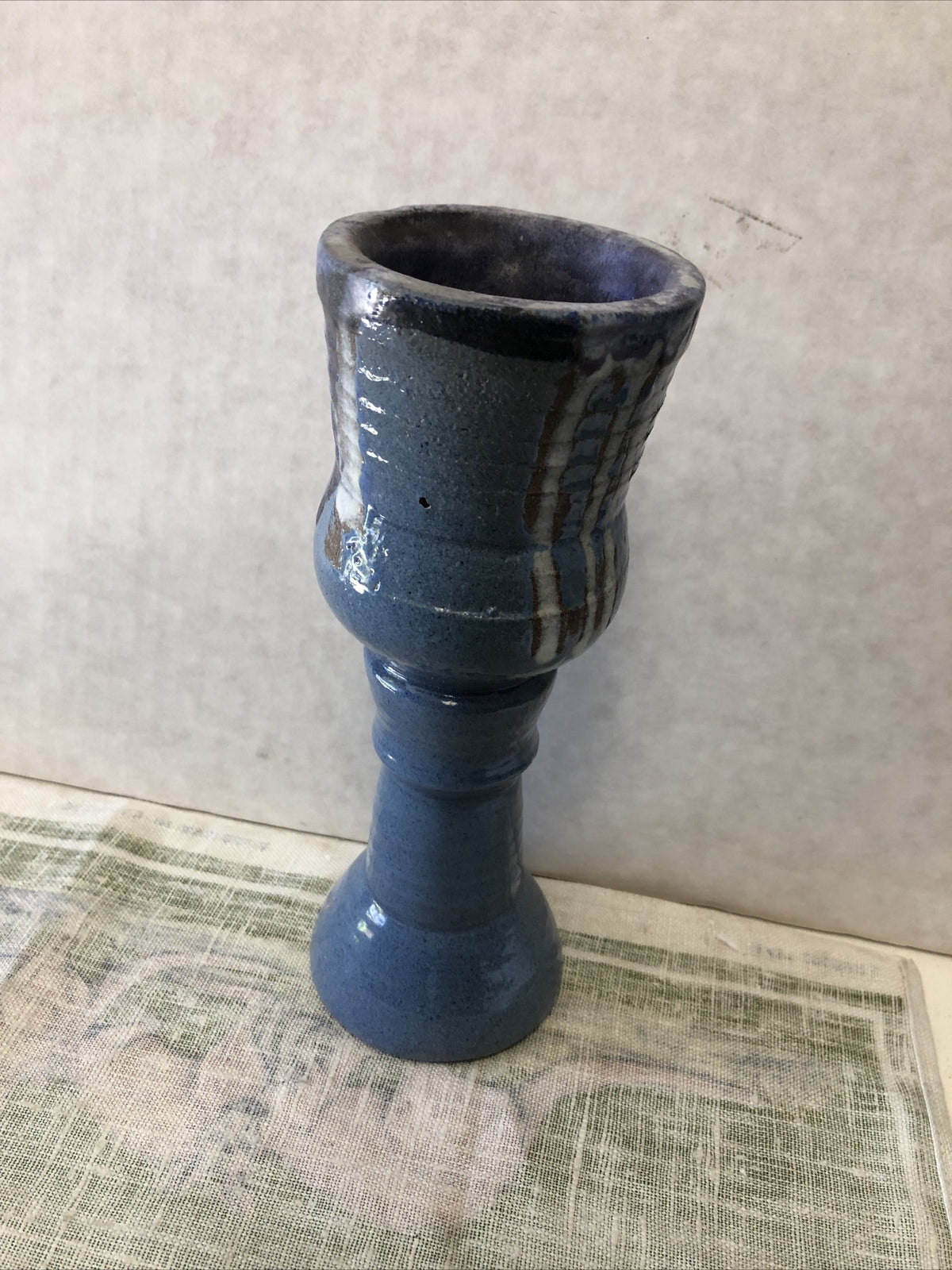 Vintage Pottery Candle Holder 8”x3”1