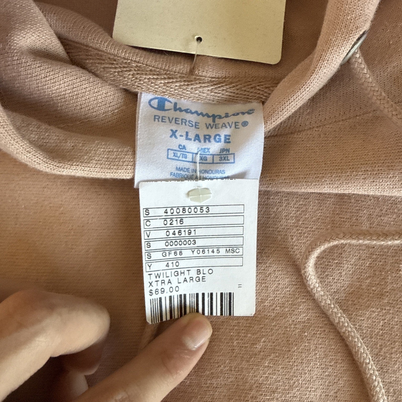 Champion Reverse Weave Hoodie Pink Blush Embroidered Logo Men’s XL2