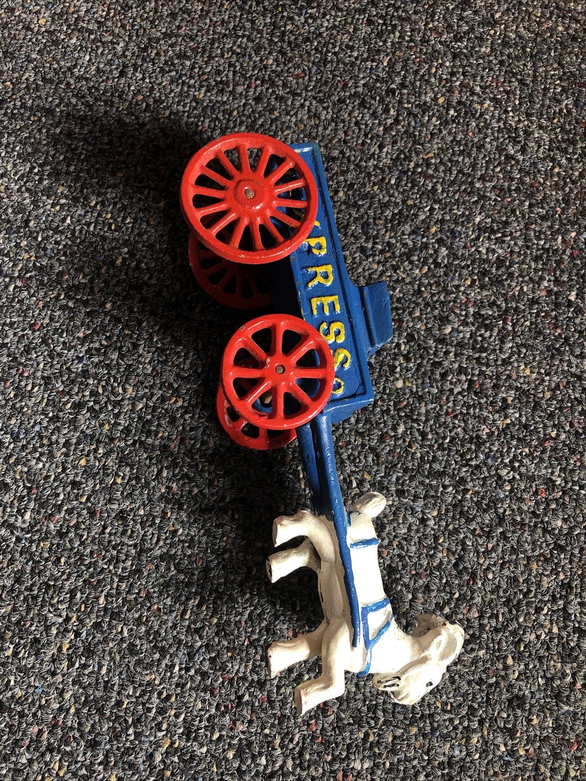 Vintage Toy Cast Iron Express Wagon Cart Pulled By A Goat3