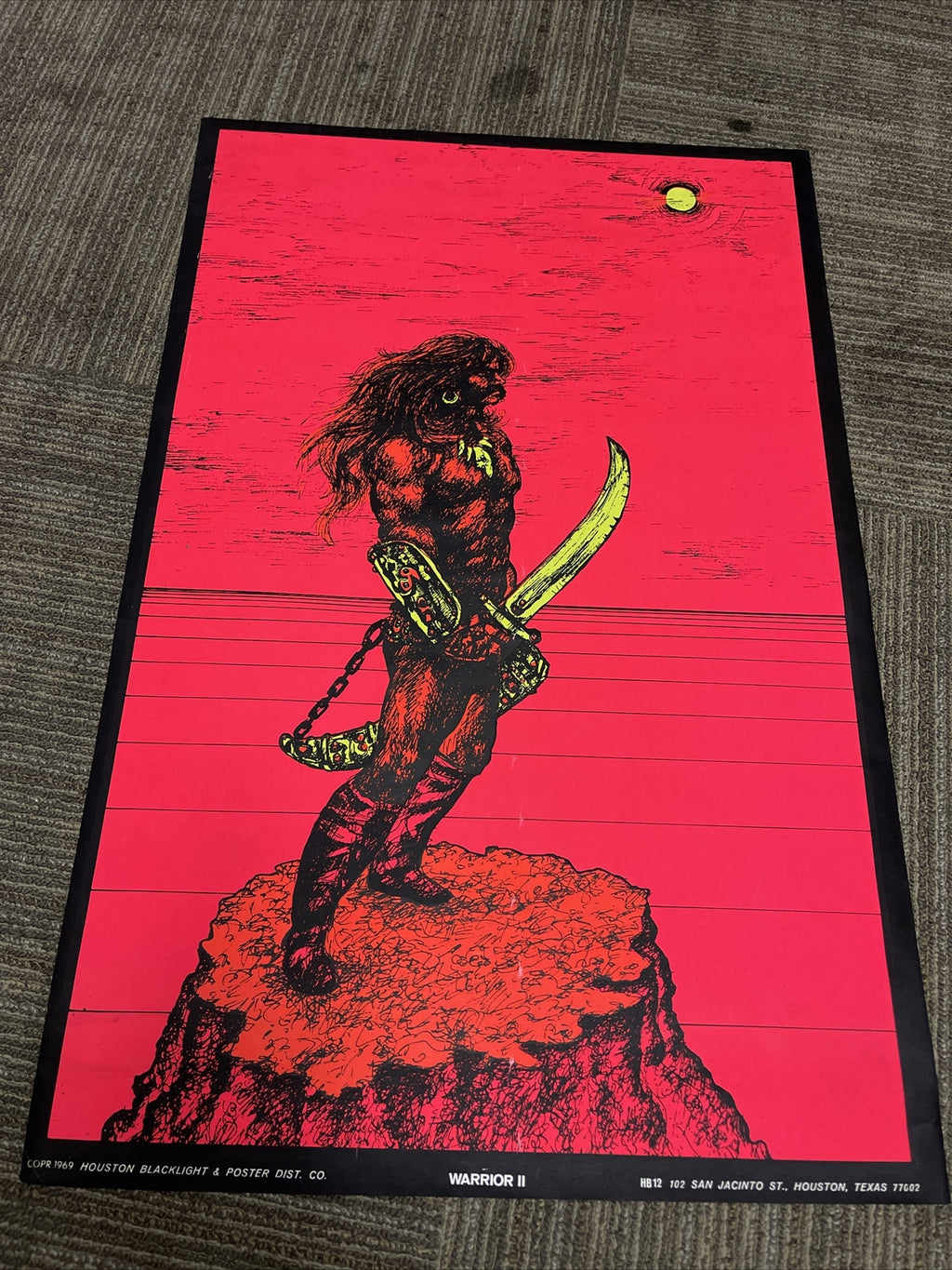 #148 1969 First Printing WARRIOR II BlackLight Black Light Poster 19690