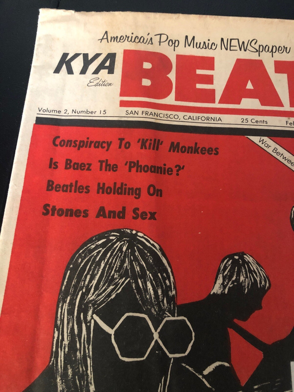 ULTRA RARE 1967 BEATLES Joan Baez KYA Radio Station NEWSPAPER San Francisco1