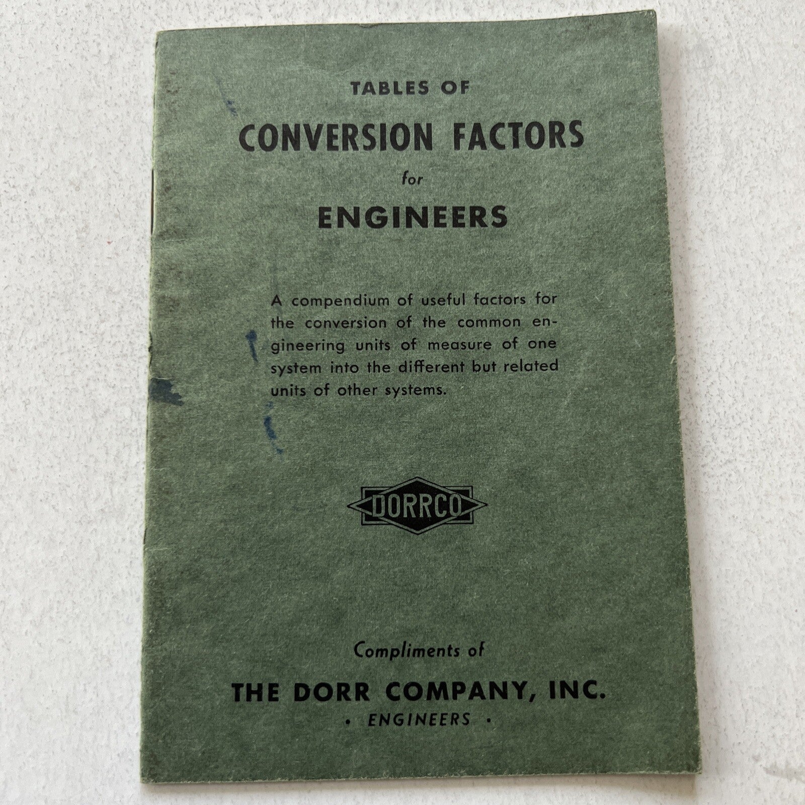 1935 Tables of Conversion Factors For Engineers Dorr Company Antique Booklet 0