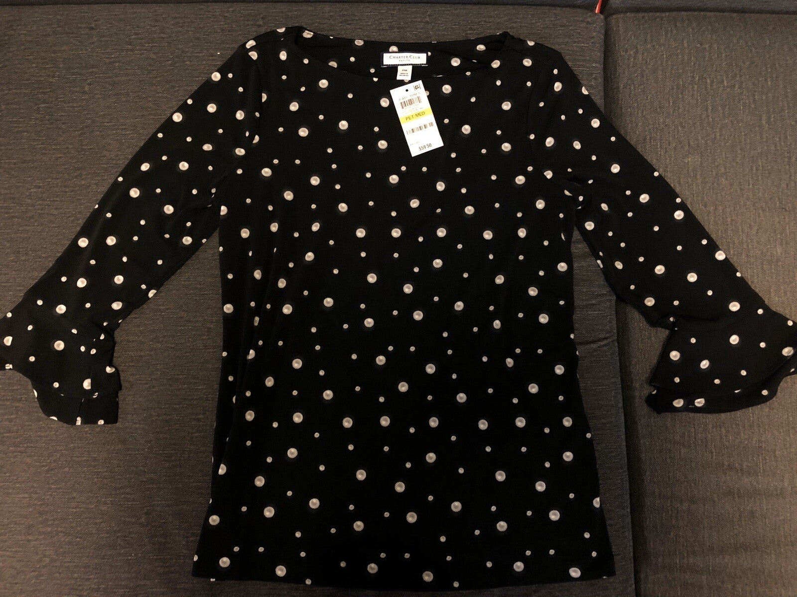 New Macy's Charter Club Petite Jewel Tones Size M Deep Black NWT0