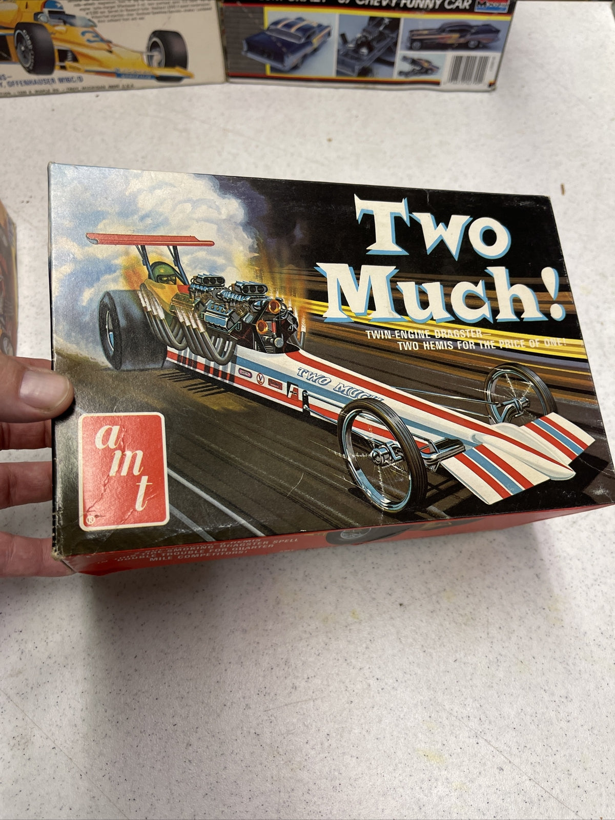 Original 1973 AMT T400 TWO MUCH DRAGSTER model kit Complete Unbuilt2