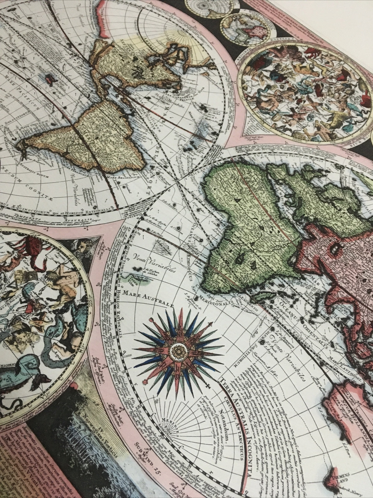 Vnt Map Latin Planisphaerium Terrestre cum utroque Coelesti Hemisphaerio C16000