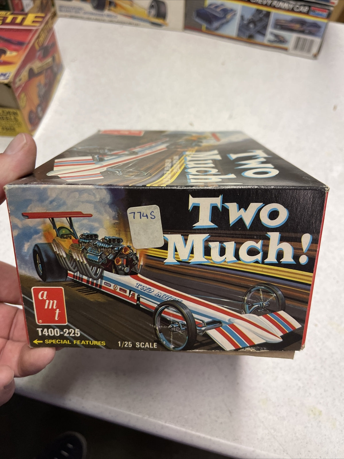 Original 1973 AMT T400 TWO MUCH DRAGSTER model kit Complete Unbuilt5