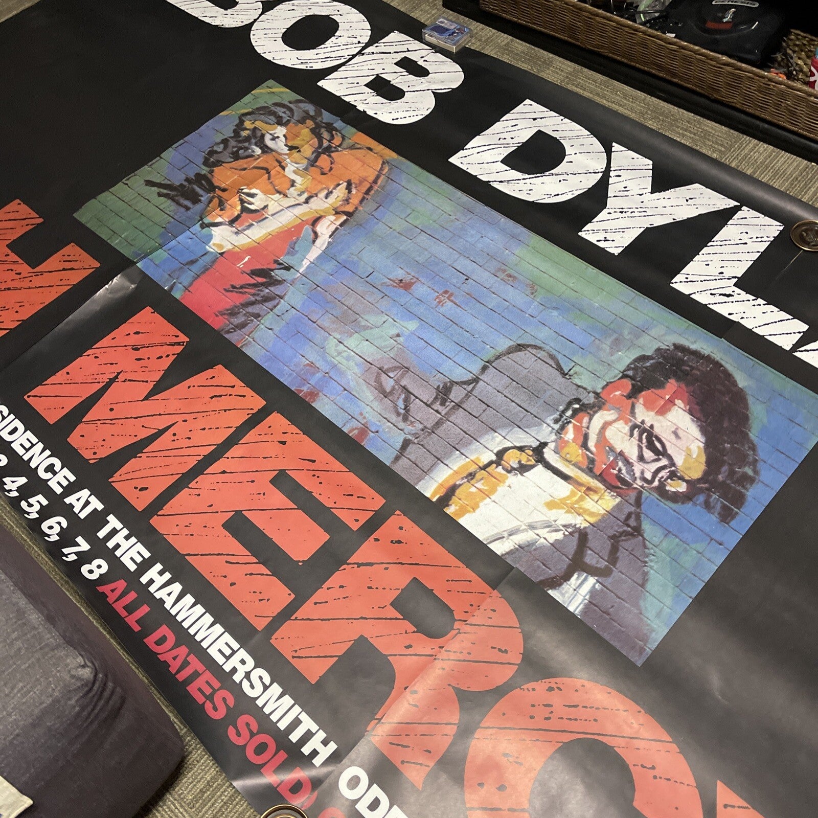 1989 Massive 3 Piece Bob Dylan Record Store Subway Promo Poster 120” X 60” Under3