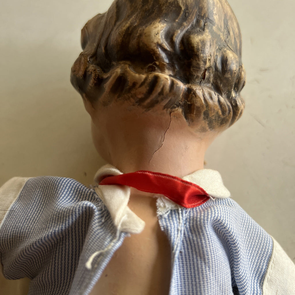 11.5” Vintage Comp Doll with Blue Bow 6