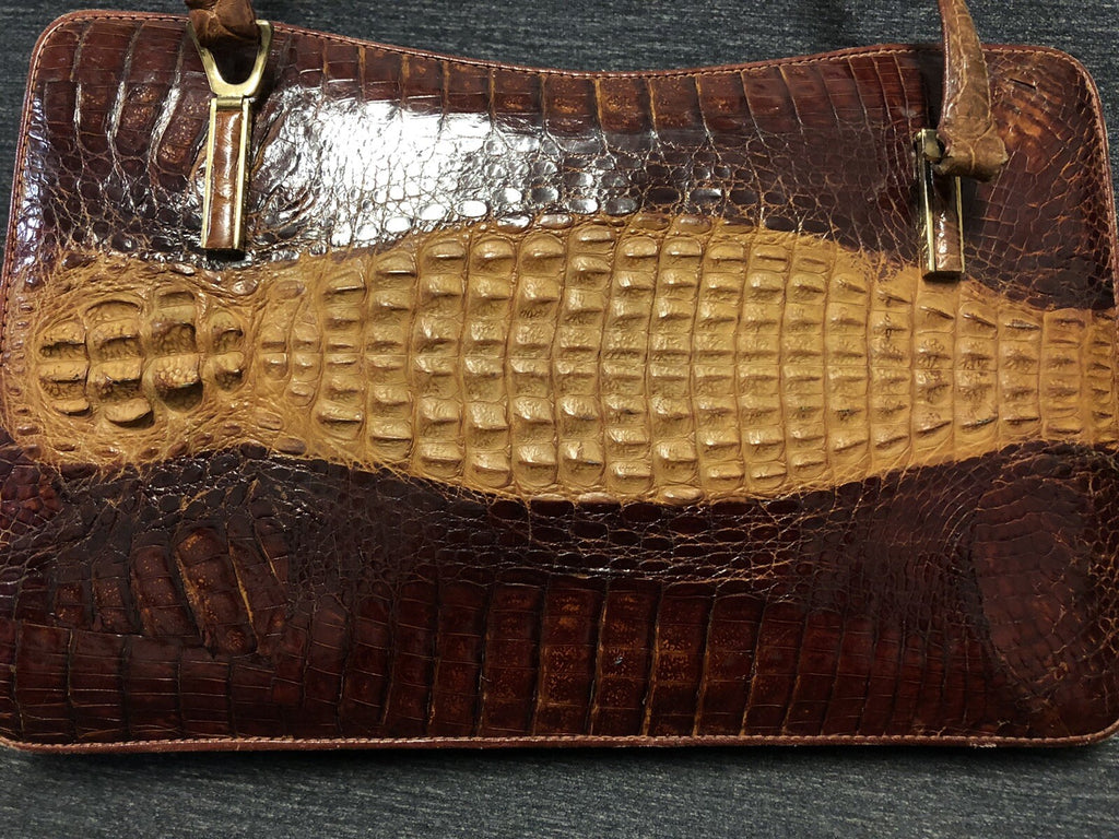 Unique Vintage Crocodile Handbag Purse Antique4