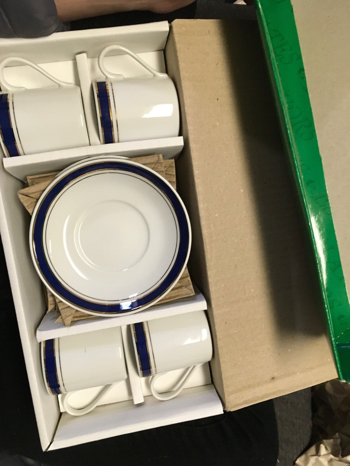 Prestige Cranberry/Gold Trim Service For Four Espresso Set By Homeworld NIB2