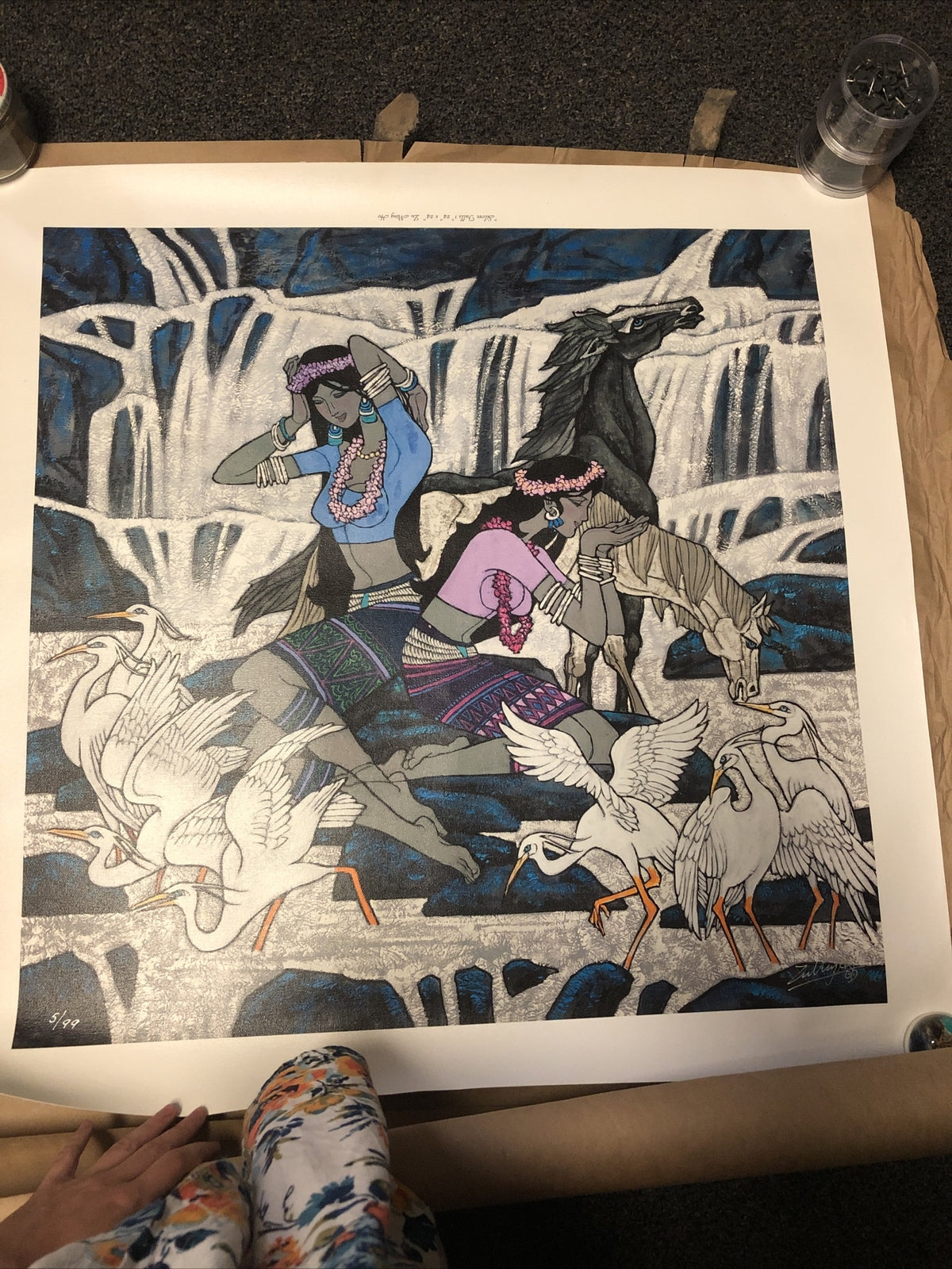 ZU MING HO "Silver Falls I" Signed Giclee On Canvas 5/99 Original5
