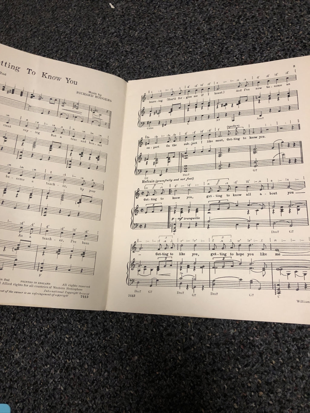 1951 The King And I Song Album- Words & Music Of 5 Songs Rodgers & Ham. EP851