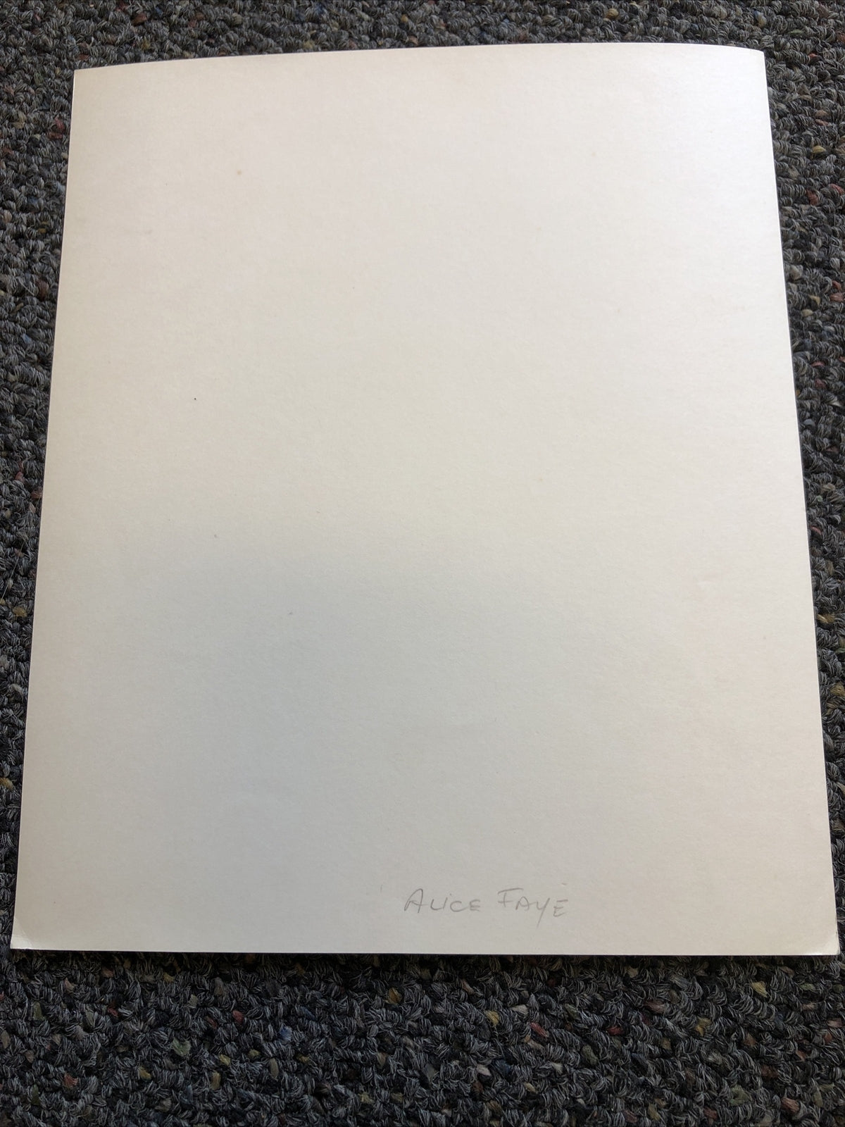 Rare Original Unpublished Photo Of ALICE FAYE Photograph Glamour Shot 8”x6.5”5