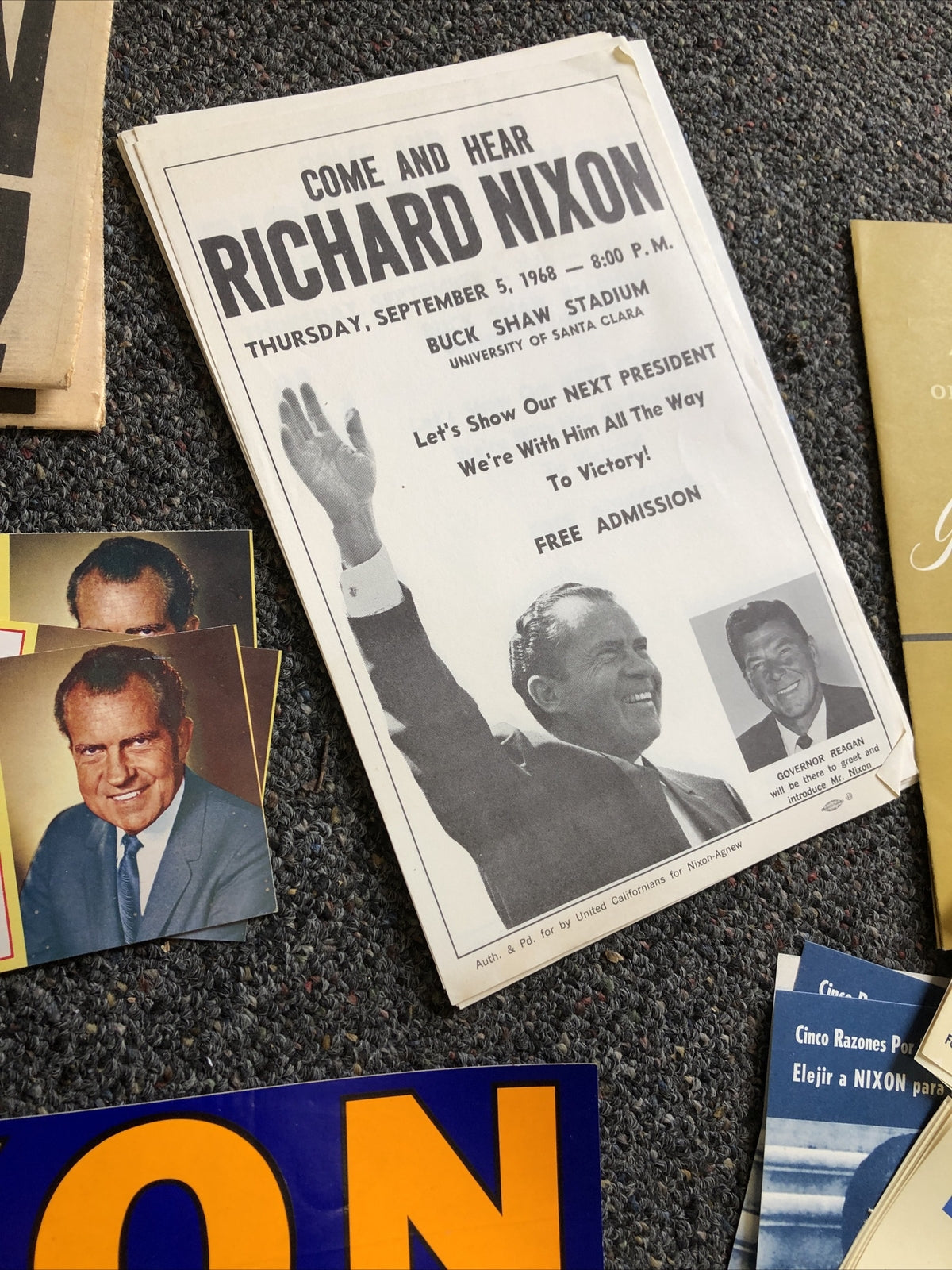 Richard Nixon for President Political Campaign Ephemera Stickers Newspaper Etc.10