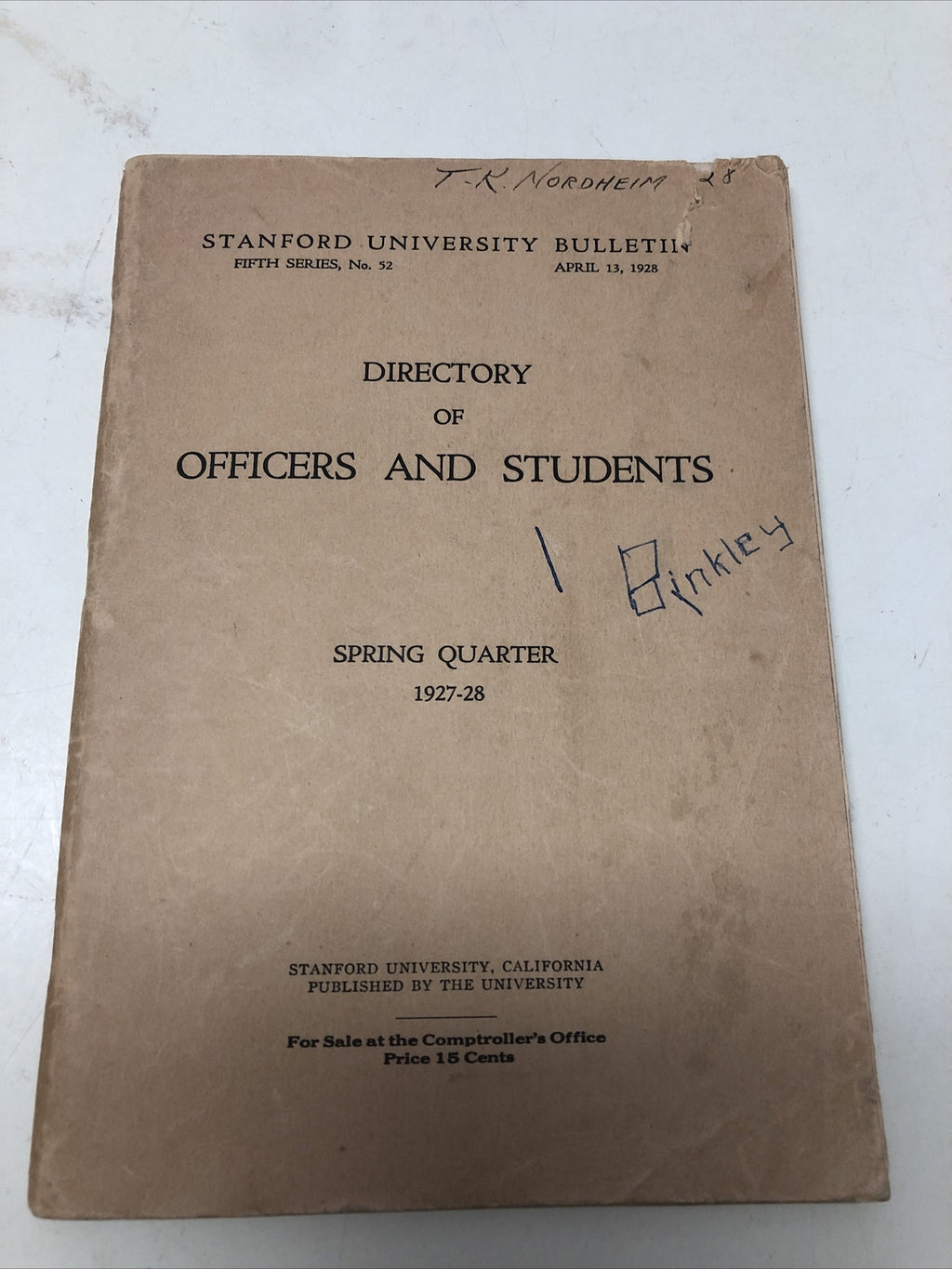 Stanford University Directory of Officers and Students Spring Quarter 1927-28 520