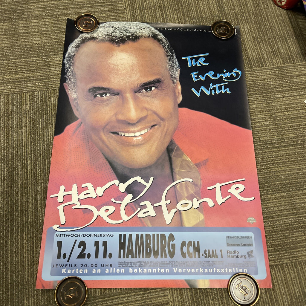 #31 AN EVENING WITH  HARRY BELAFONTE UK 1990s Record Store Promo Poster 23x33”0
