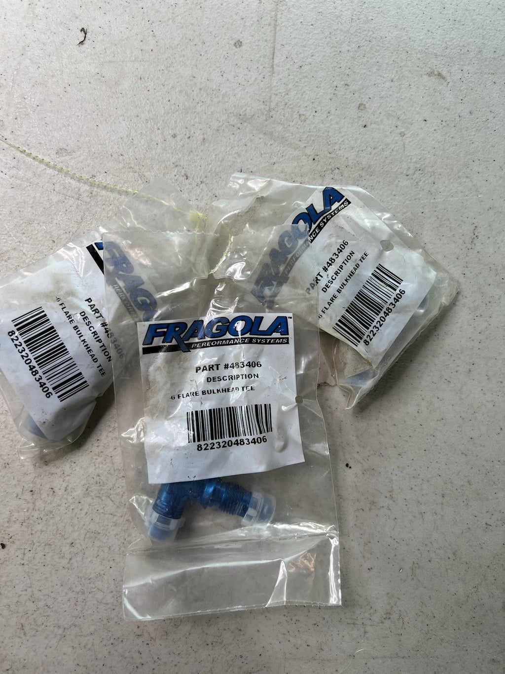 3x Fragola 483406 -6AN Flare Bulkhead Tee Fittings Blue NEW in Bag0