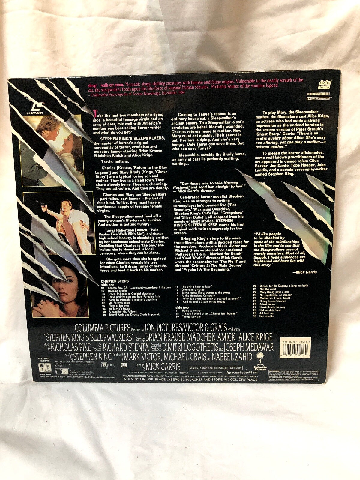 STEPHEN KING'S "SLEEPWALKERS" LASER DISC The First Written Expressly For Scream1