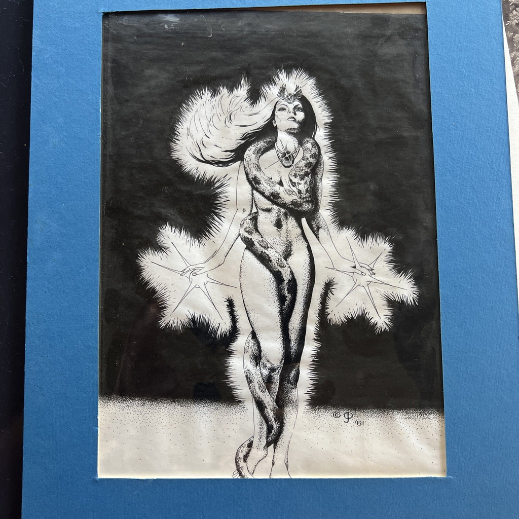 Original Sci Fi Illustration , Snake Charmer Woman , Comics Superhero Art 19810