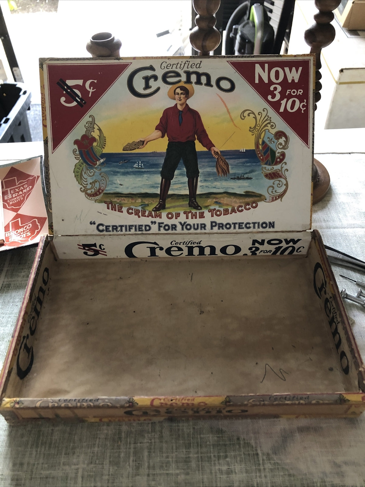 Vintage 5c Certified Cremo Cigar Box Factory No.1170