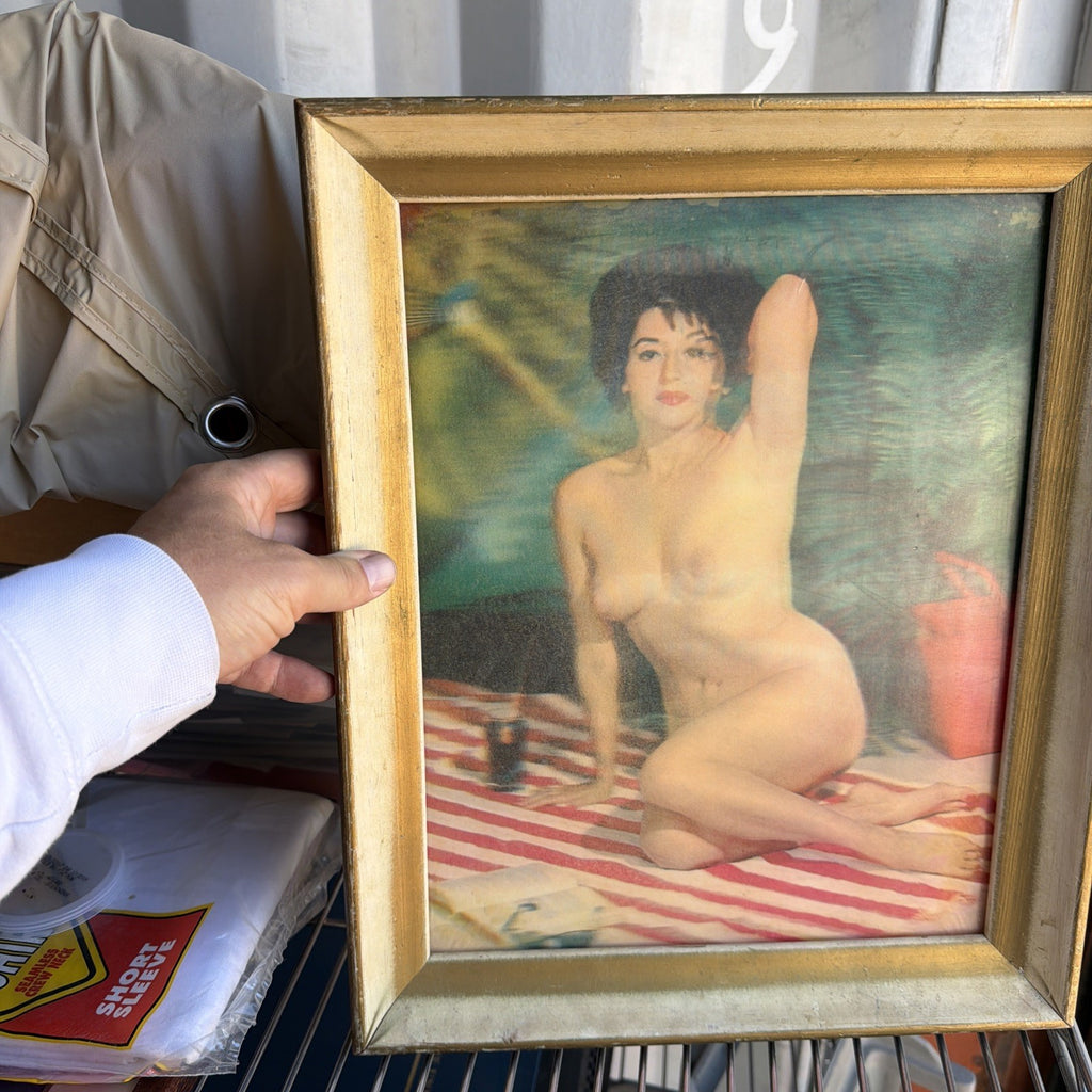 1960'S VARI-VUE Framed Nude Pin Up Girl 13 X 16 INCH LENTICULAR 3-D PICTURE1