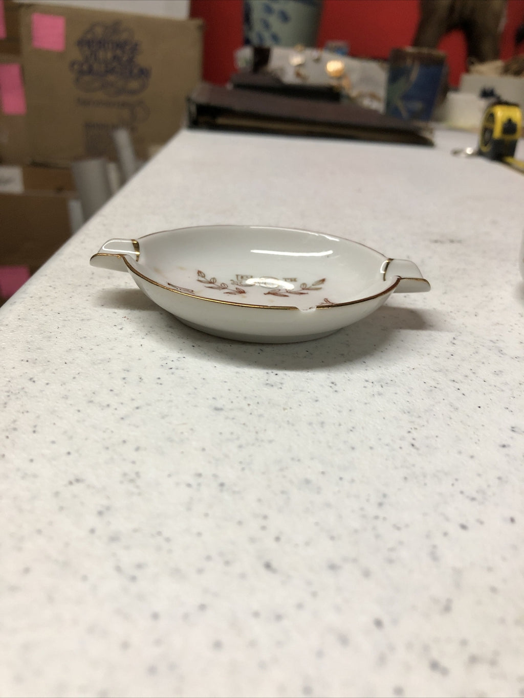 Vintage Lefton Ashtray 50th Anniversary Small Gold White Bone China Japan Set3