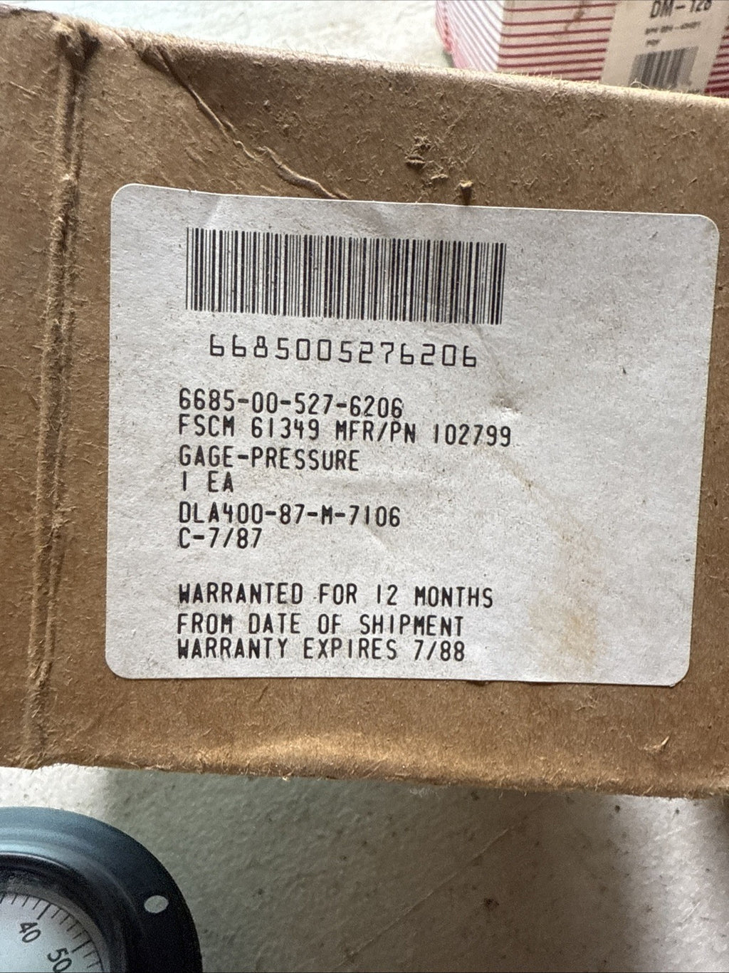 US Gauge Co Company Pressure Gauge 6685-00-527-6206 – New Old Stock Mil-Spec6
