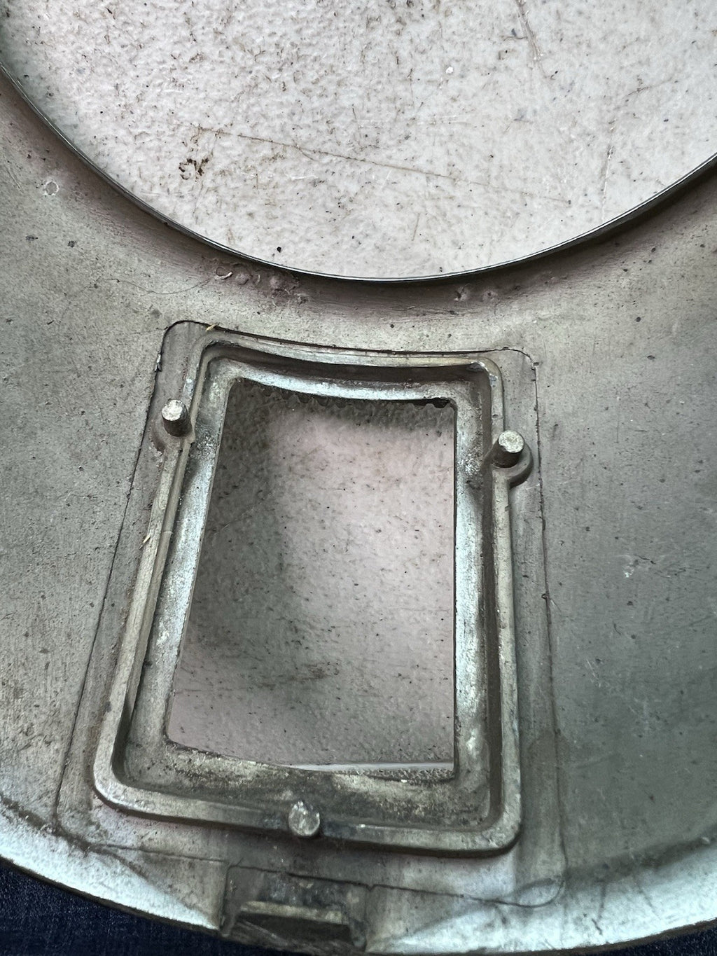 Vintage Aluminum Headlight Bezel with Ribbed Vent Slot — Possibly Military3