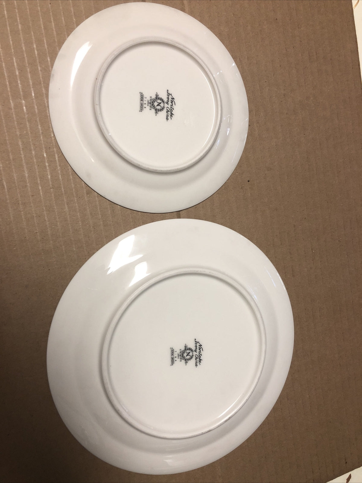 Noritake Ivory China #7164 Serene Garden Lot Of 2 Plates Salad & Desert Plate2