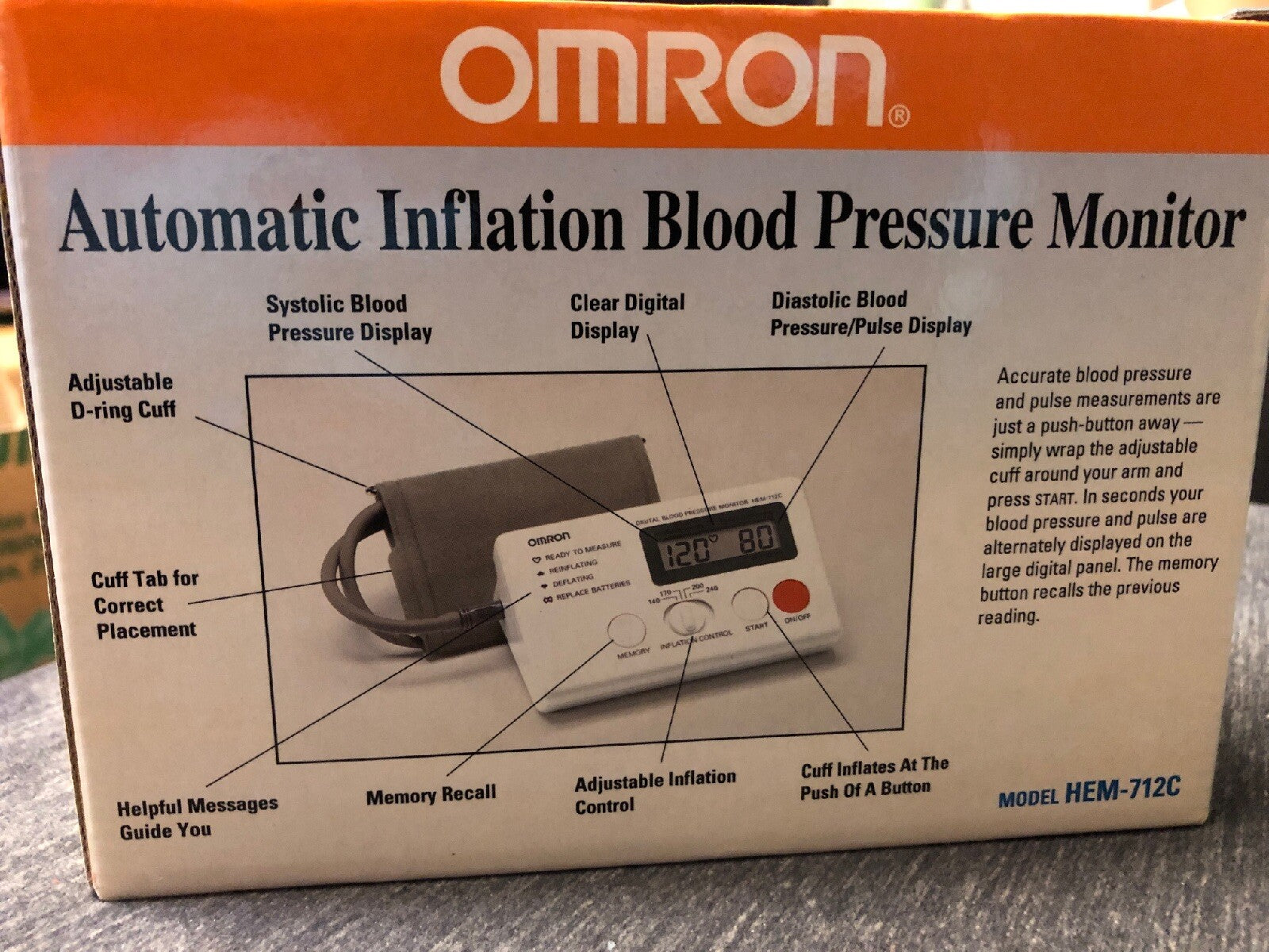 Omron HEM-712C Automatic Inflation Blood Pressure Monitor2