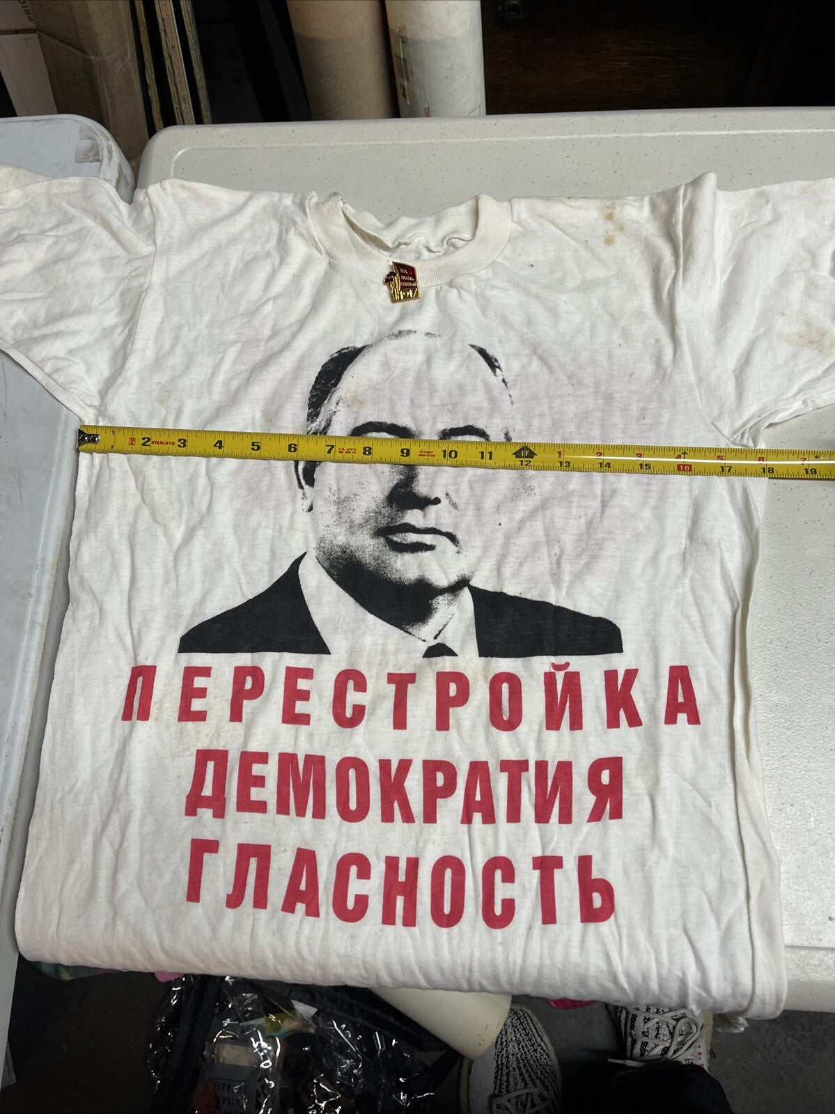 Orig. 1980s Vintage Russia Perestroika Gorbachev t-Shirt Soviet ussr Leningrad8