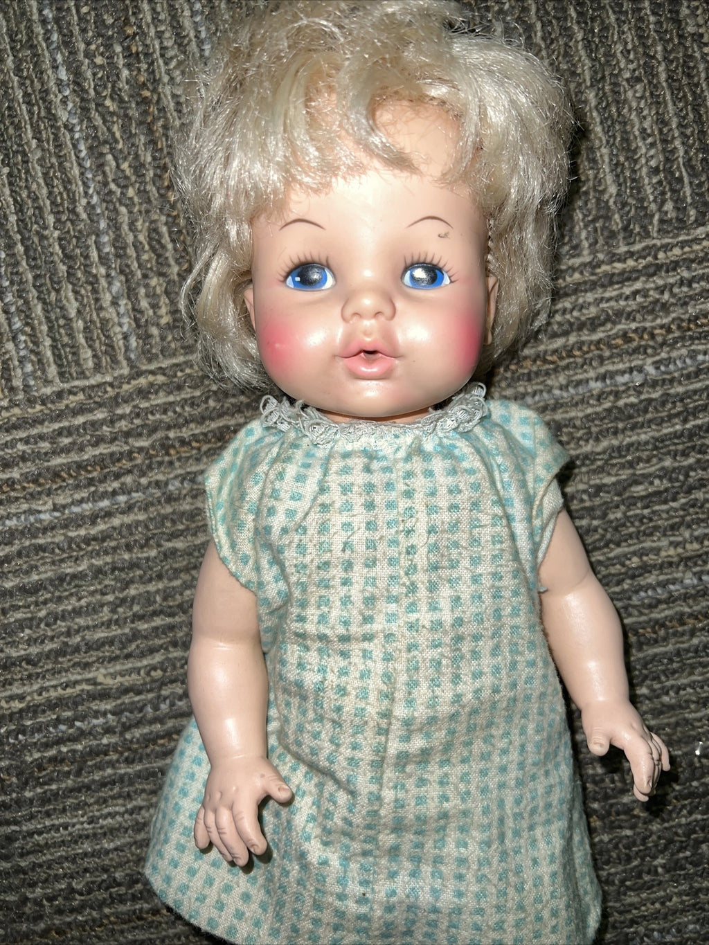 Vintage 1950’s Rubber Plastic Egee Toddler Doll 14p 12.5”1