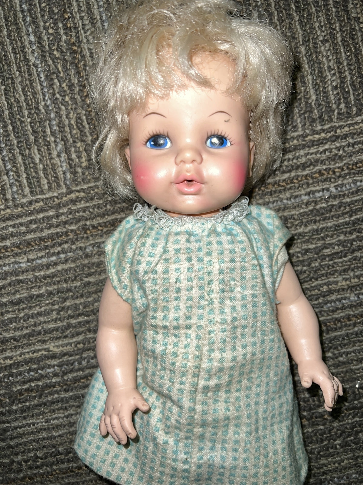 Vintage 1950’s Rubber Plastic Egee Toddler Doll 14p 12.5”1