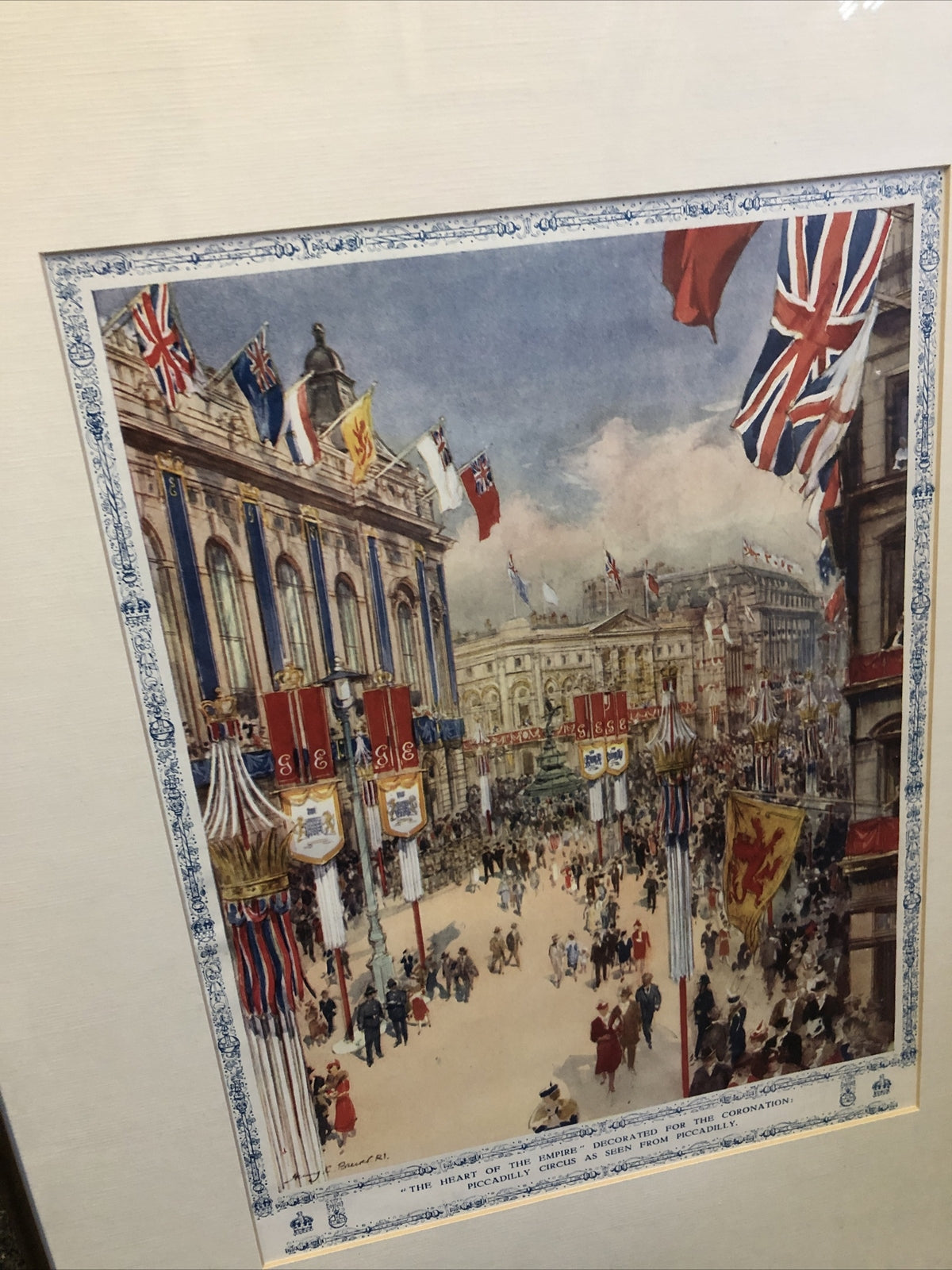 The Heart Of The Empire Piccadilly Circus Decorated For Coronation Framed Print2