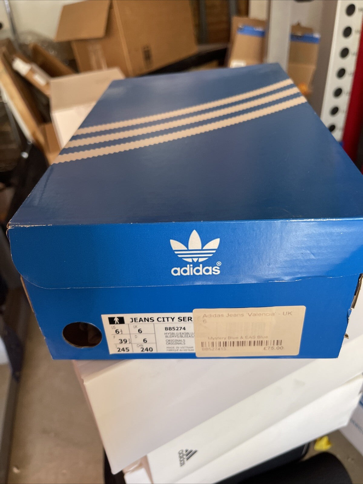 BNWB Genuine adidas originals  Valencia "Jeans" Leather Trainers Size 6.55