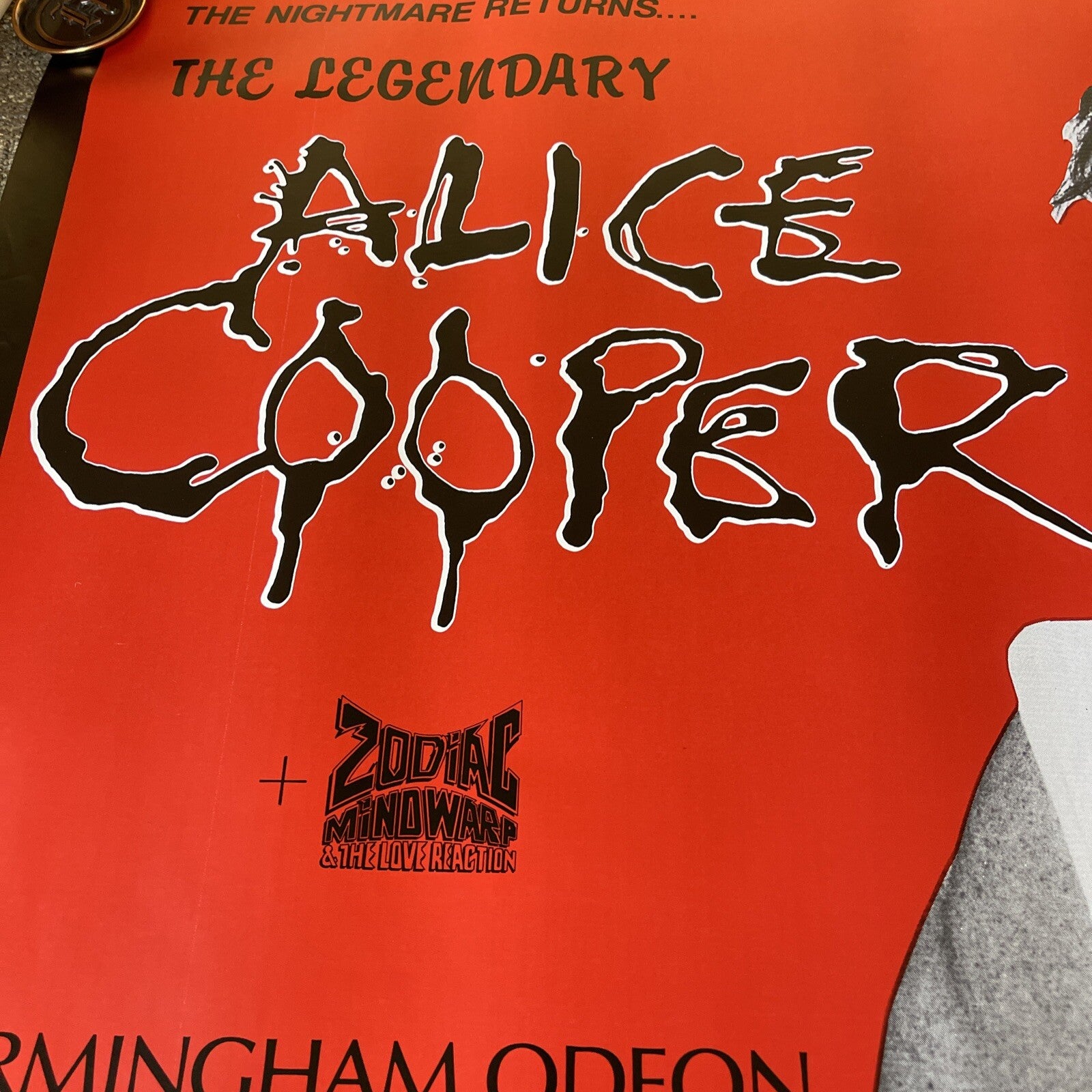 1986 ALICE COOPER  Birmingham Odeon CONCERT TOUR Promo POSTER Rare! #451