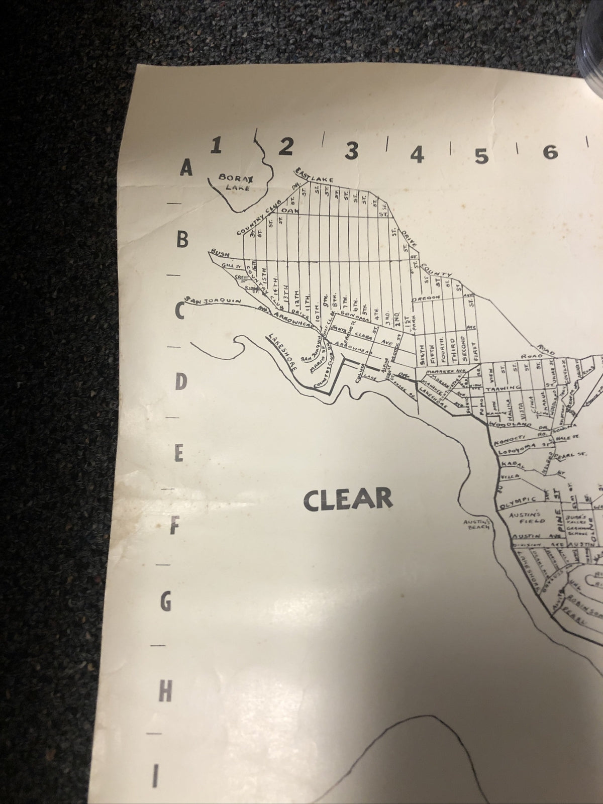 Vintage CA, Clear Lake, California, Street Layout Map Cartographer Map City Use3