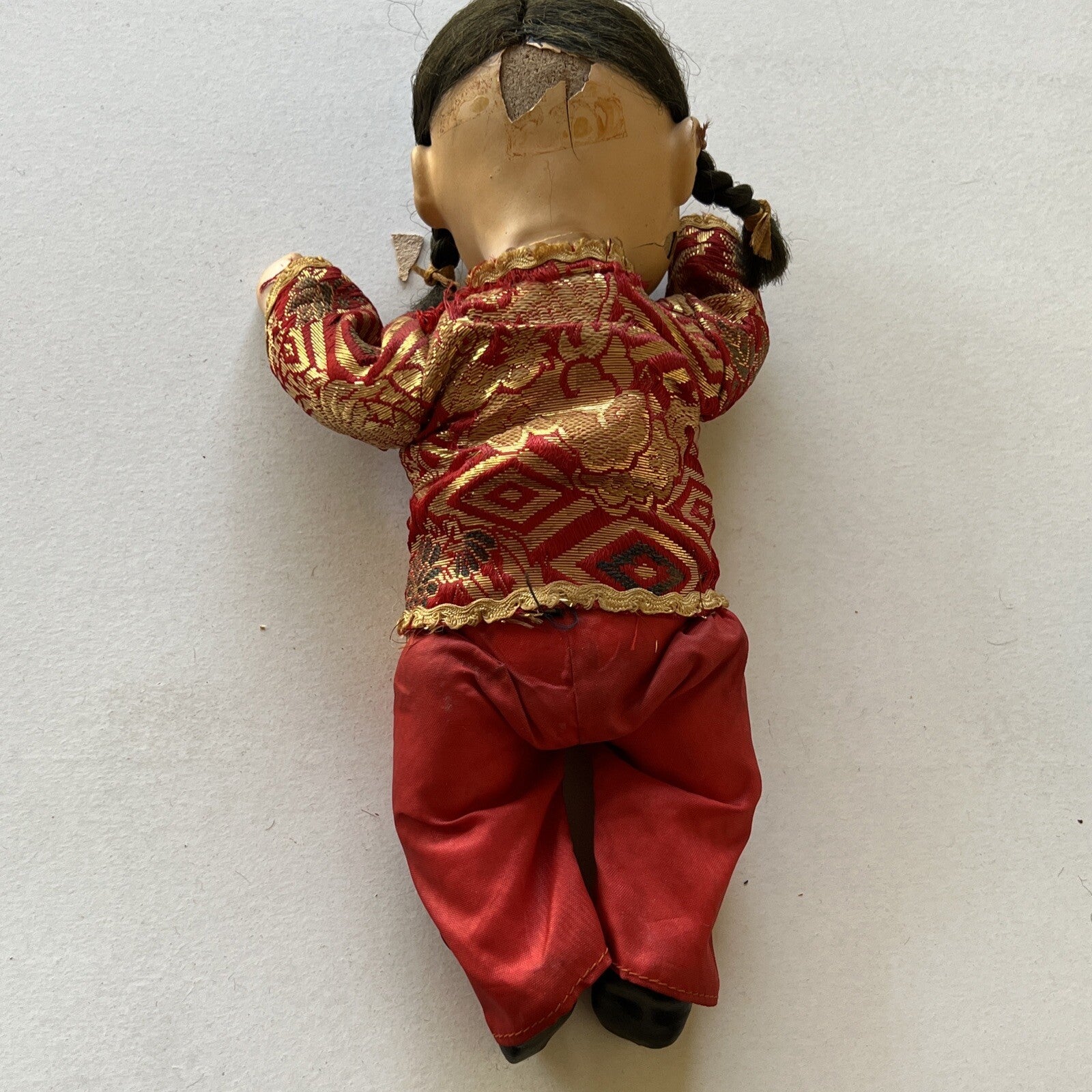 Vintage Japanese Ichimatcu Gofun Jointed Squeaker Voice Box Composition Doll 10”4