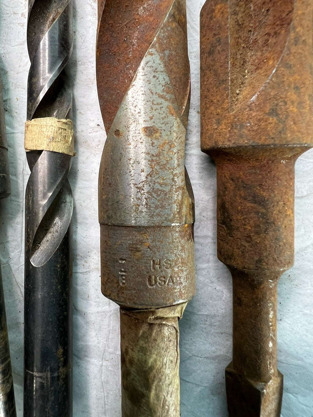 Lot of 5 Vintage Heavy-Duty Drill Bits – 1" to 1-1/4" Twist, Auger, Machinist1
