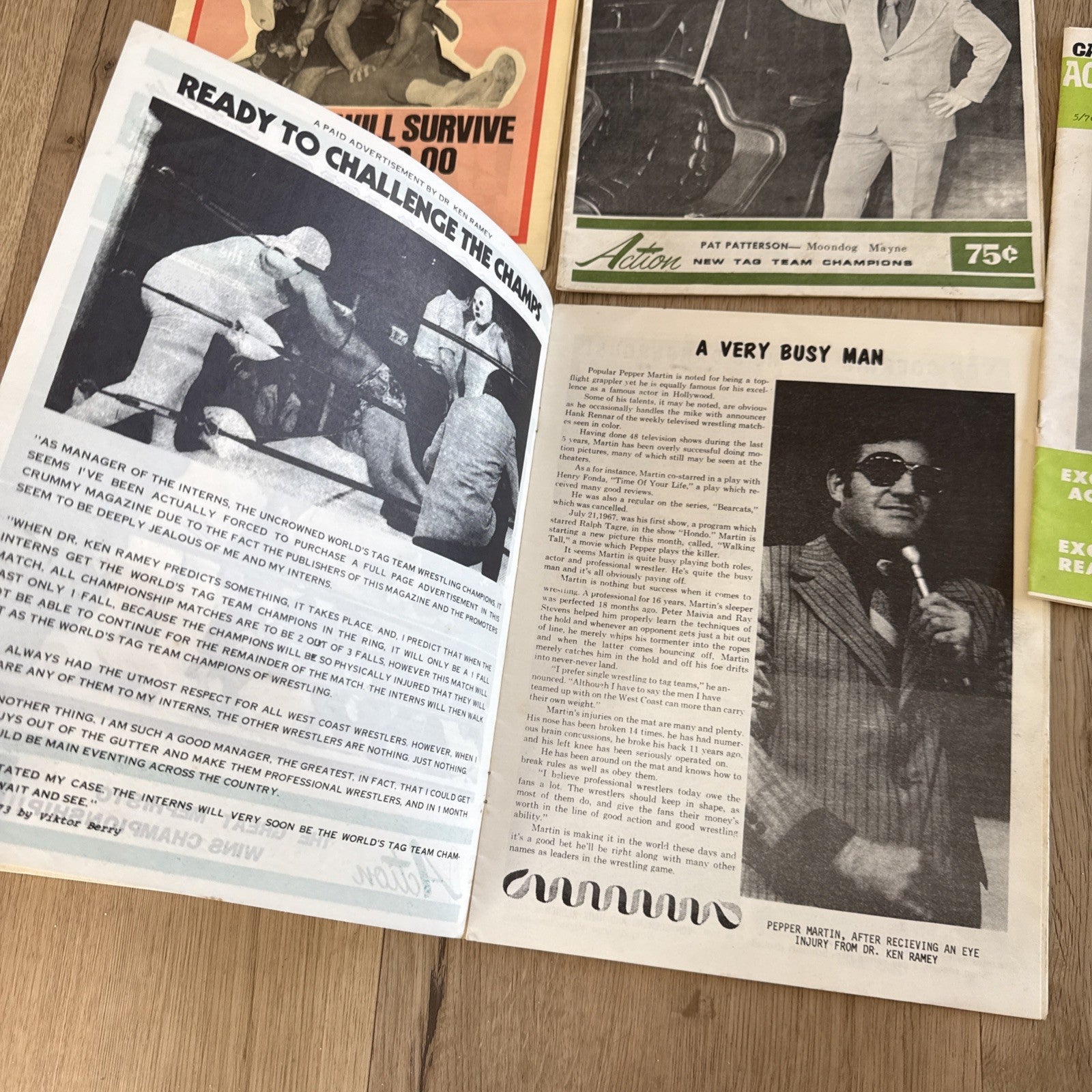 Lot of 5 Vintage 1960s-70s Wrestling Magazines Action Big Time Women Wrestlers8