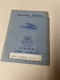 Imperial Airways 1926 AIRLINE TIMETABLE SCHEDULE Brochure flight Map0